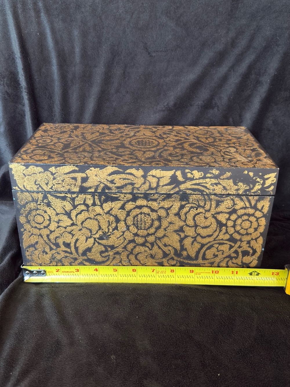 Gold Black Floral Jewelry Box - Elegant Vanity Organizer - Picture 5 of 7